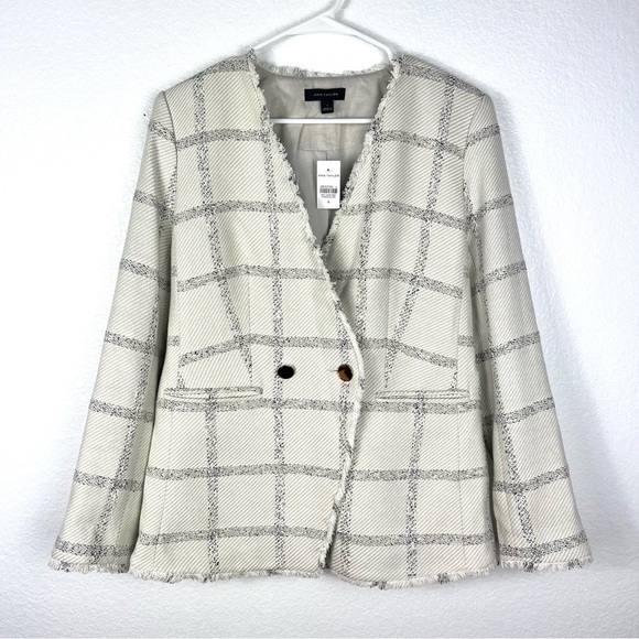 Ann Taylor Windowpane Tweed Blazer size 4 - Picture 2 of 11